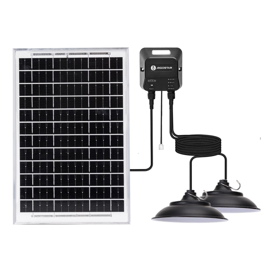 Aigostar - LED Solárny luster so senzorom 2xLED/35W/12V 6000 mAh 6500K pr. 15 cm + diaľkové ovládanie