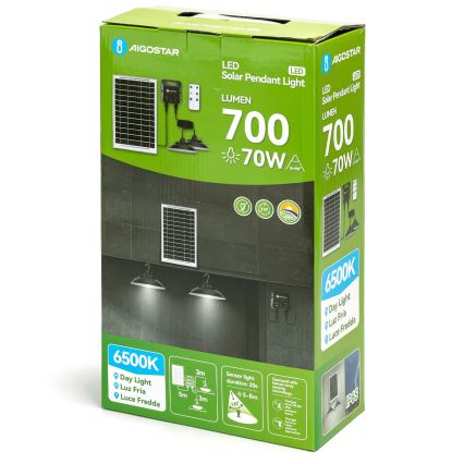 Aigostar - LED solárny luster so senzorom 2xLED/35W/12V 6000 mAh 6500K pr. 15 cm + diaľkové ovládanie