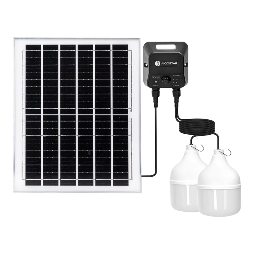 Aigostar - LED Solárny luster so senzorom 2xLED/70W/12V 12000 mAh 6500K pr. 12 cm + diaľkové ovládanie
