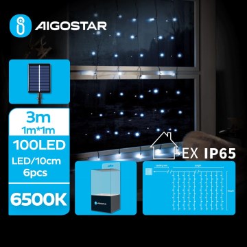 Aigostar - LED Solárny  reťaz 100xLED/8 funkcií 4x1m 800 mAh IP65 studená biela