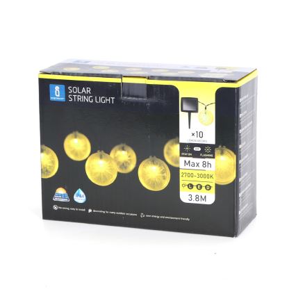 Aigostar - LED solárny reťazec 10xLED/3,8m IP44 600 mAh teplá biela