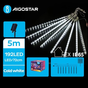 Aigostar - LED solárny  reťazec 192xLED/8m IP65 1200 mAh studená biela