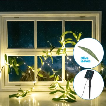 Aigostar - LED solárny reťazec 60xLED/4m IP65 300 mAh teplá biela oliva