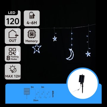 Aigostar - LED Solárny vianočný reťaz 120xLED/8 funkcií 3x0,6m 500 mAh IP65 studená biela