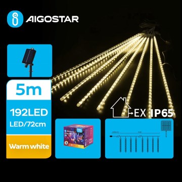 Aigostar - LED solárny vianočný reťaz 192xLED/8m IP65 1200 mAh teplá biela
