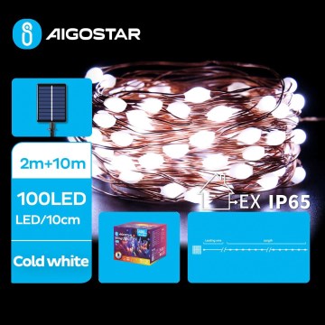 Aigostar - LED solárny vianočný reťazec 100xLED/8 funkcií 12m IP65 800 mAh studená biela