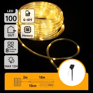 Aigostar - LED Solárny vianočný reťazec 100xLED/8 režimov 12m IP65 teplá biela