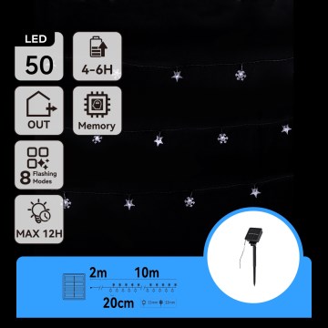 Aigostar - LED Solárny vianočný reťazec 50xLED/8 funkcií 12m IP65 800 mAh studená biela
