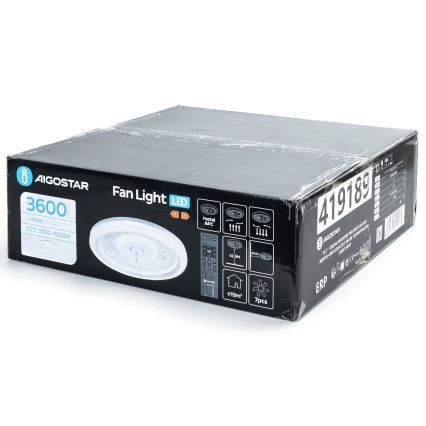 Aigostar - LED Stmievateľné stropní ventilátor LED/40W/230V 2700/4000/6500K pr. 50 cm + diaľkové ovládanie biela