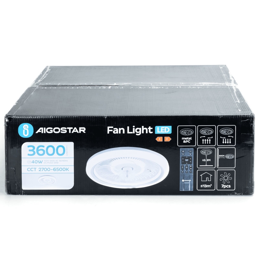 Aigostar - LED Stmievateľné stropní ventilátor LED/40W/230V 2700/4000/6500K pr. 50 cm + diaľkové ovládanie biela