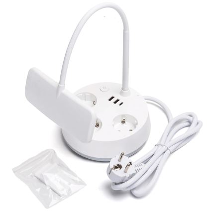 Aigostar - LED Stmievačová stolná lampa so zásuvkami a USB LED/4,6W/230V 3000/4000/6500K biela