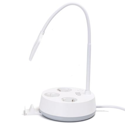 Aigostar - LED Stmievačová stolná lampa so zásuvkami a USB LED/4,6W/230V 3000/4000/6500K biela