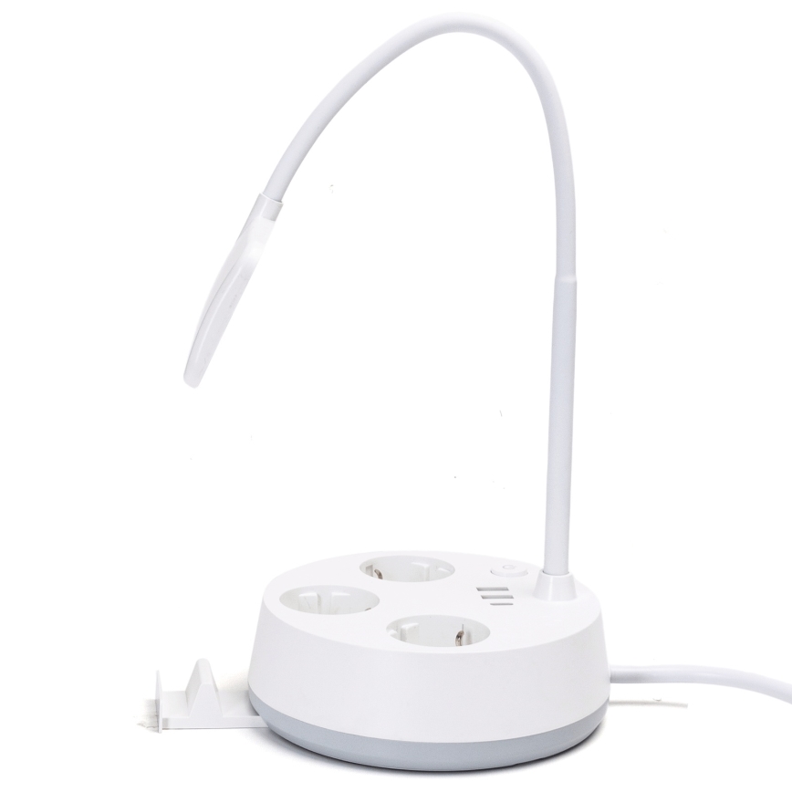 Aigostar - LED Stmievačová stolná lampa so zásuvkami a USB LED/4,6W/230V 3000/4000/6500K biela