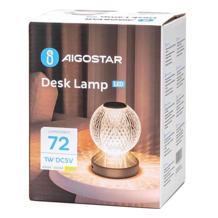 Aigostar - LED Stmievateľná nabíjacia stolná lampa LED/1W/5V 2700/4000/6500K 1800mAh 13,5 cm