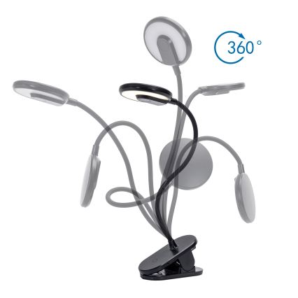 Aigostar - LED Stmievateľná nabíjacia stolná lampa s klipom LED/3W/5V 1800mAh čierna
