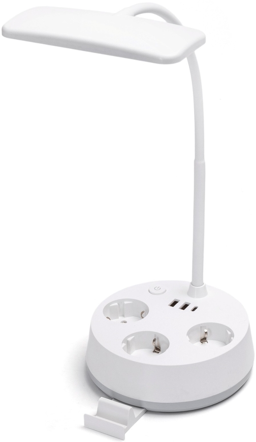 Aigostar - LED stmievateľná stolná lampa so zásuvkami a USB LED/4,6W/230V 3000/4000/6500K biela