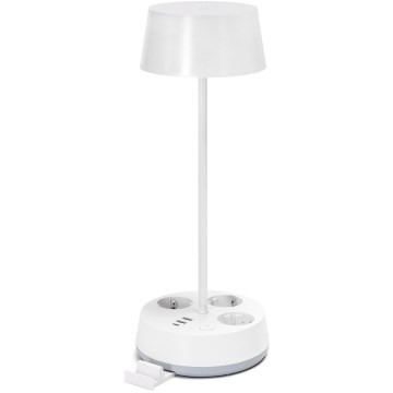 Aigostar - LED Stmievateľná stolná lampa so zásuvkami a USB LED/4,6W/230V 3000/4000/6500K biela