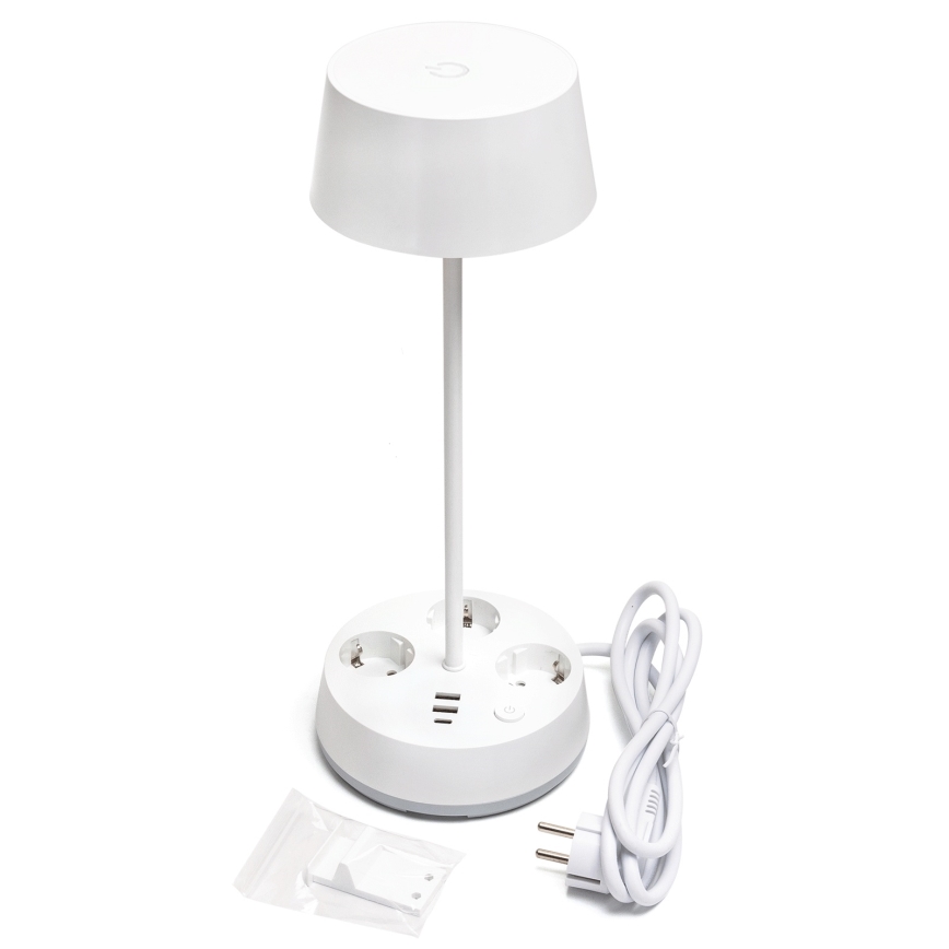 Aigostar - LED Stmievateľná stolná lampa so zásuvkami a USB LED/4,6W/230V 3000/4000/6500K biela