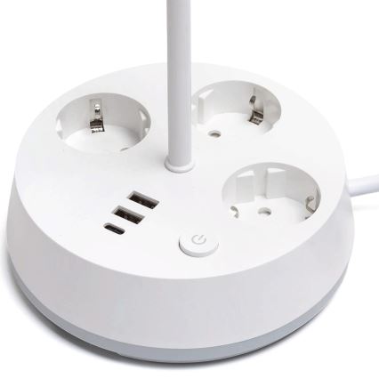Aigostar - LED Stmievateľná stolná lampa so zásuvkami a USB LED/4,6W/230V 3000/4000/6500K biela