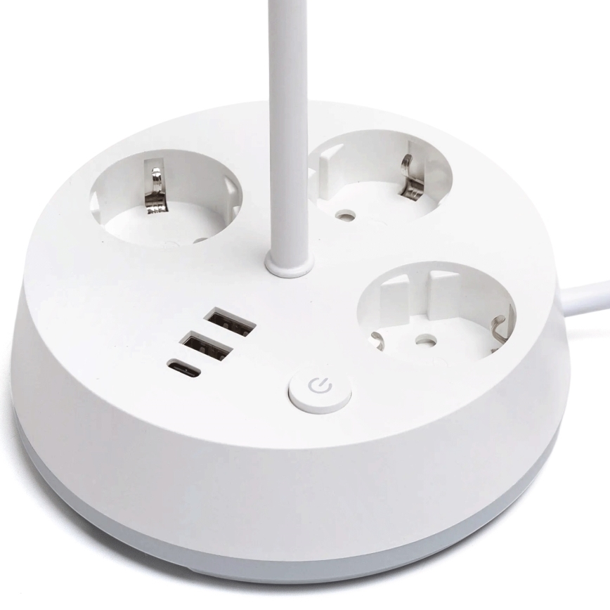 Aigostar - LED Stmievateľná stolná lampa so zásuvkami a USB LED/4,6W/230V 3000/4000/6500K biela