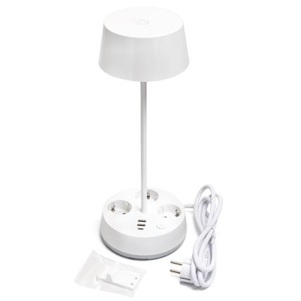 Aigostar - LED stmievateľná stolová lampa so zásuvkami a USB LED/4,6W/230V 3000/4000/6500K biela