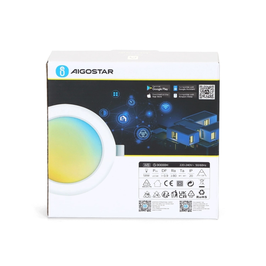 Aigostar - LED Stmievateľné podhľadové svietidlo LED/9W/230V pr. 14,5 cm Wi-Fi