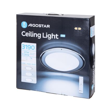 Aigostar - LED stmievateľné stropné svietidlo 30 W / 230 V, 2700–6500 K, priemer 42,9 cm, chróm + diaľkové ovládanie