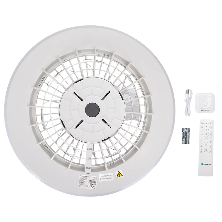 Aigostar - LED Stmievateľné stropné svietidlo s ventilátorom MESH LED/40W/230V 2700-6500K biela + diaľkové ovládanie