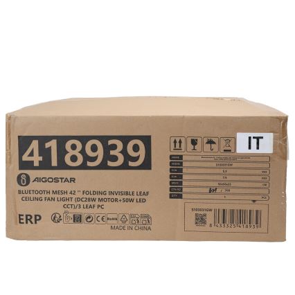 Aigostar - LED Stmievateľné stropné svietidlo s ventilátorom MESH LED/50W/230V 2700-6500K + diaľkové ovládanie