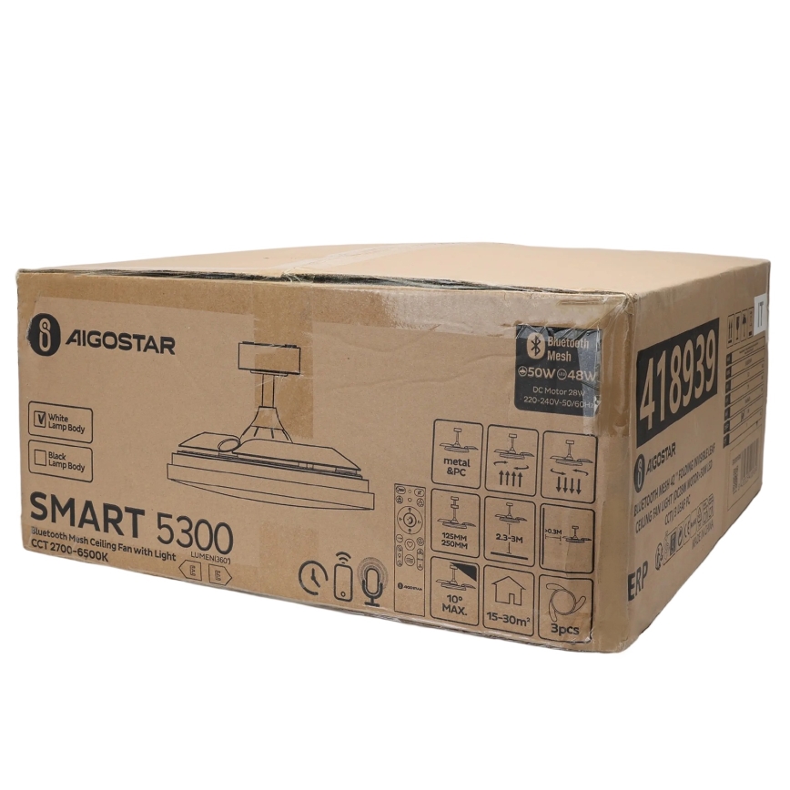 Aigostar - LED Stmievateľné stropné svietidlo s ventilátorom MESH LED/50W/230V 2700-6500K + diaľkové ovládanie