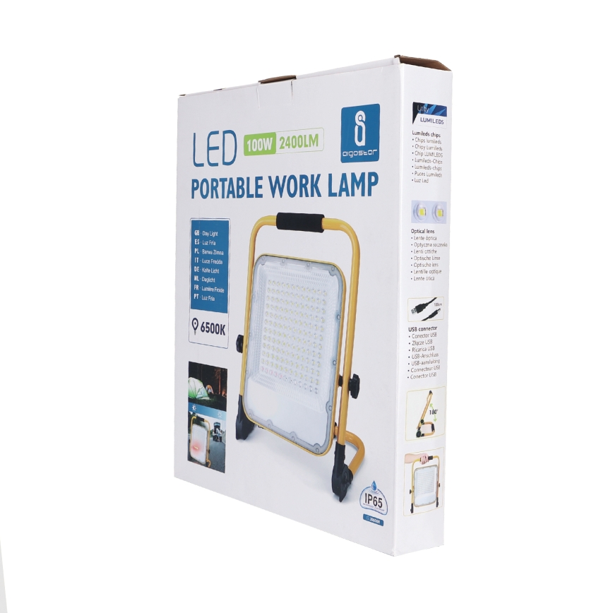 Aigostar - LED Stmievateľný nabíjací reflektor LED/100W/5V 6500K IP65