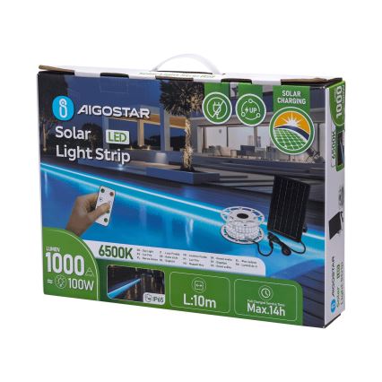 Aigostar - LED Stmievateľný solárny pásik LED/20W/3,2V 20 m 2700K IP65 + diaľkové ovládanie