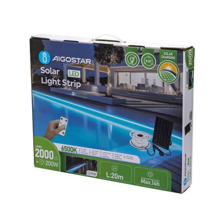 Aigostar - LED Stmievateľný solárny pásik LED/20W/3,2V 20 m 6500K IP65 + diaľkové ovládanie