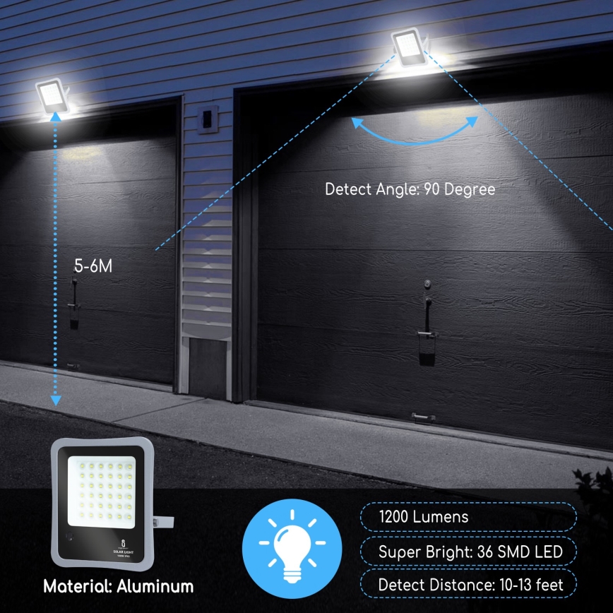 Aigostar - LED Stmievateľný solárny reflektor LED/100W/3,2V IP65 10000 mAh + DO