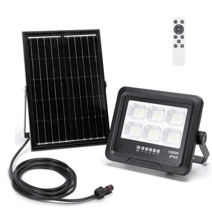 Aigostar - LED Stmievateľný solárny reflektor LED/100W/3,4V IP65 + diaľkové ovládanie