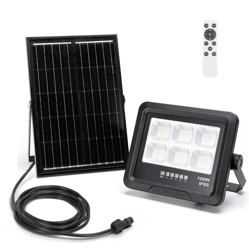 Aigostar - LED Stmievateľný solárny reflektor LED/100W/3,4V IP65 + diaľkové ovládanie
