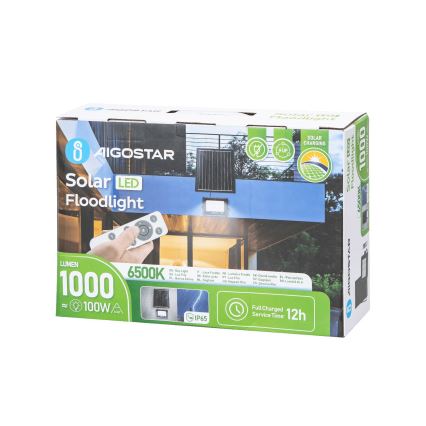 Aigostar - LED Stmievateľný solárny reflektor LED/100W/3,4V IP65 + diaľkové ovládanie