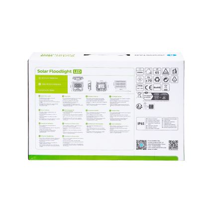 Aigostar - LED Stmievateľný solárny reflektor LED/100W/3,4V IP65 + diaľkové ovládanie