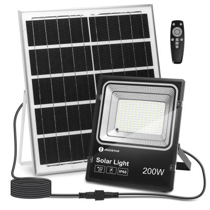 Aigostar - LED Stmievateľný solárny reflektor LED/200W/3,2V IP66 + diaľkové ovládanie