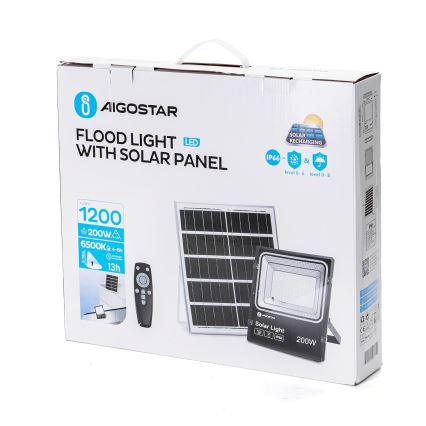 Aigostar - LED Stmievateľný solárny reflektor LED/200W/3,2V IP66 + diaľkové ovládanie