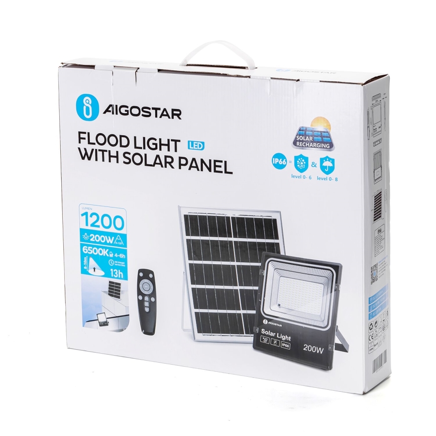 Aigostar - LED Stmievateľný solárny reflektor LED/200W/3,2V IP66 + diaľkové ovládanie