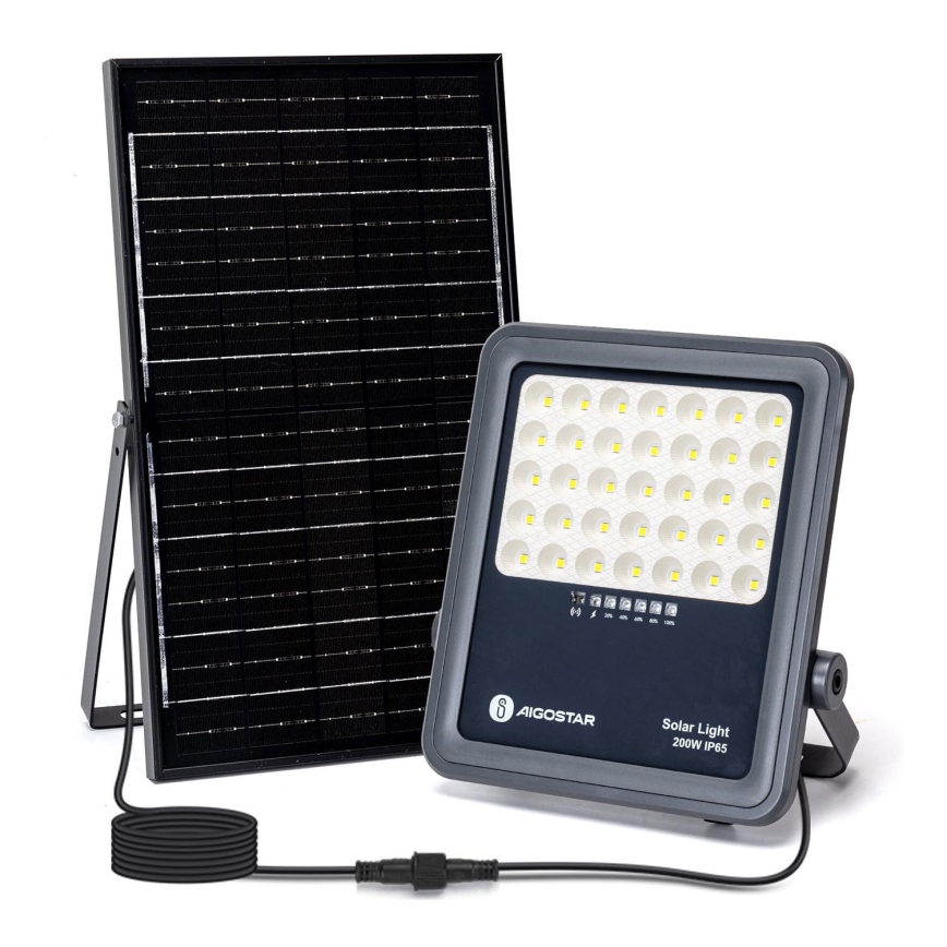 Aigostar - LED Stmievateľný solárny reflektor LED/200W/3,4V IP65 + diaľkové ovládanie