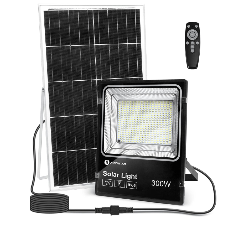 Aigostar - LED Stmievateľný solárny reflektor LED/300W/3,2V IP66 + diaľkové ovládanie