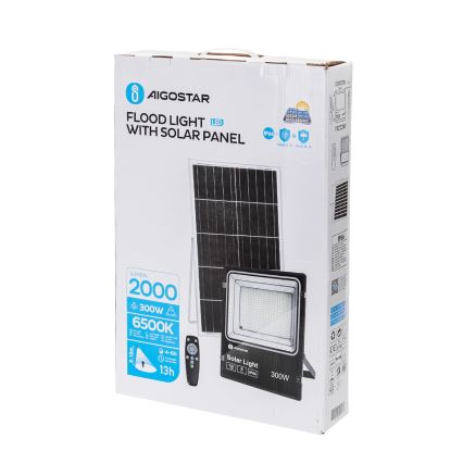 Aigostar - LED Stmievateľný solárny reflektor LED/300W/3,2V IP66 + diaľkové ovládanie