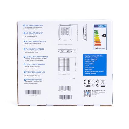 Aigostar - LED Stmievateľný solárny reflektor LED/30W/3,2V 20000 mAh IP67 + DO