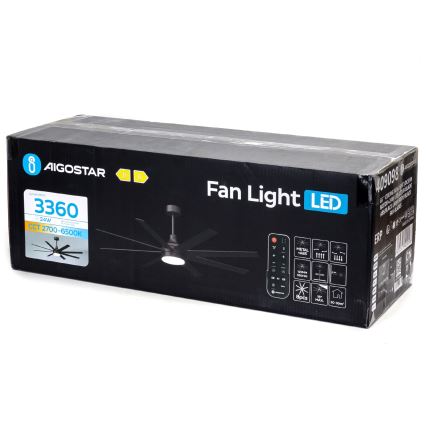 Aigostar - LED Stmievateľný stropný ventilátor LED/24W/230V 2700-6500K 165cm čierna + diaľkové ovládanie