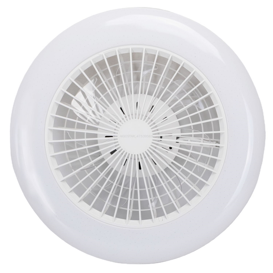 Aigostar - LED stmievateľné stropné svietidlo s ventilátorom LED/40W/230V 2700-6500K pr. 48,5 cm biela + diaľkové ovládanie