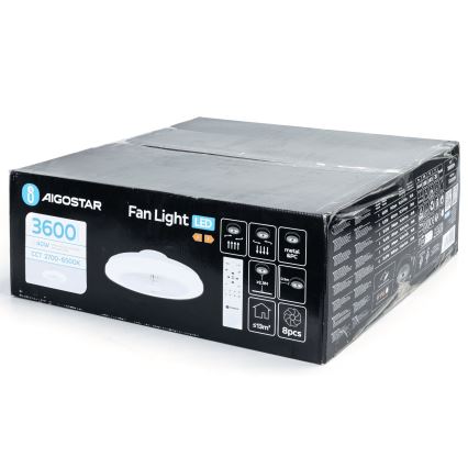 Aigostar - LED Stmievateľný stropný ventilátor LED/40W/230V 2700-6500K pr. 48 cm + diaľkové ovládanie biela