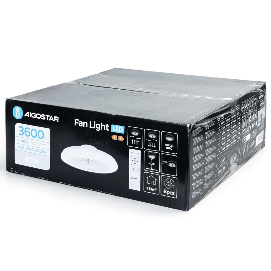 Aigostar - LED Stmievateľný stropný ventilátor LED/40W/230V 2700-6500K pr. 48 cm + diaľkové ovládanie biela