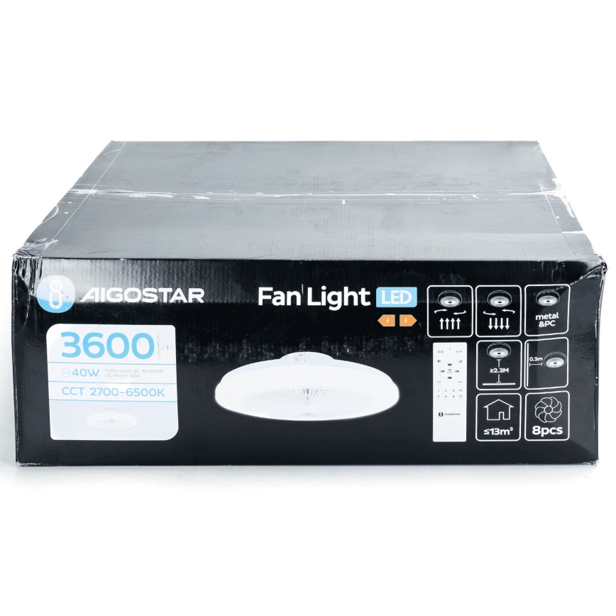 Aigostar - LED Stmievateľný stropný ventilátor LED/40W/230V 2700-6500K pr. 48 cm + diaľkové ovládanie biela